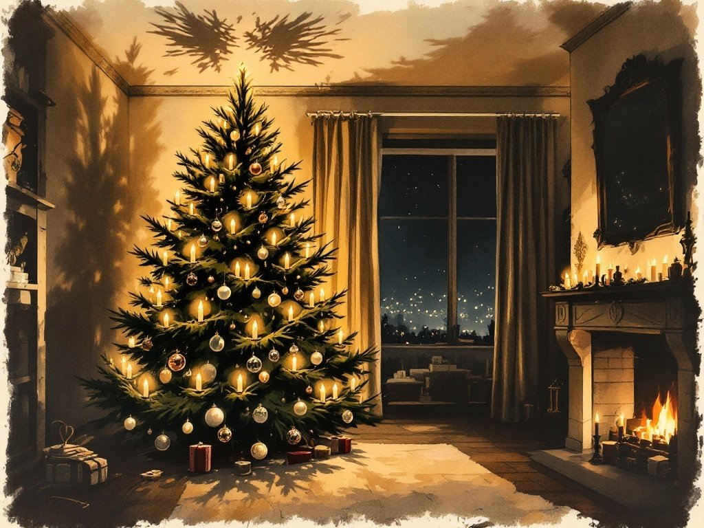 Die Kerzen am Weihnachtsbaum
